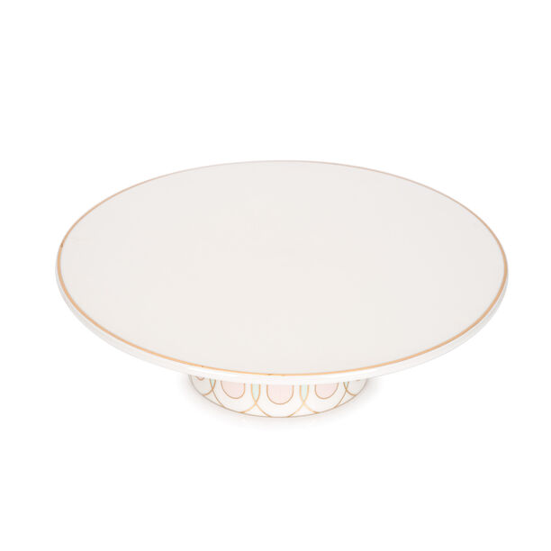 La Mesa white porcelain cake stand with pink base image number 3