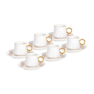 La Mesa white and gold porcelain Turkish coffee cups set 12 pcs