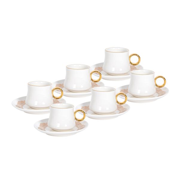 La Mesa white and gold porcelain Turkish coffee cups set 12 pcs image number 0