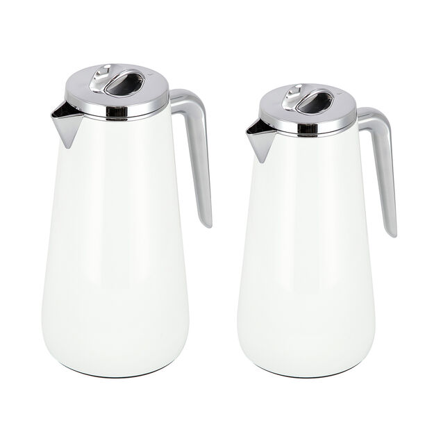 Dallaty Eve set of 2 steel vacuum flask white & chrome image number 1