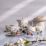 Off white stoneware English tea cups set 11 pcs image number 0