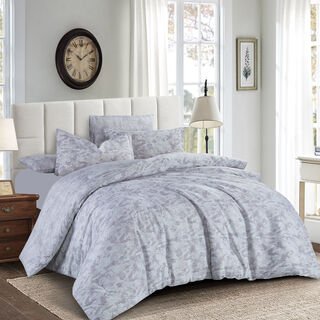 Cottage Microfiber King Comforter 6 Pcs Set, Grey, 230*250Cm