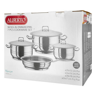 7 Piece Cookware Set Stainless With Stainless steel Lid