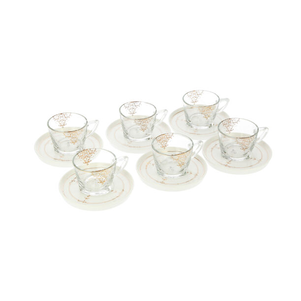 English Tea Set Glass 12Pc Zukruf Gold Serv 6Ppl image number 1