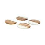 4 piece wood and marble coasters set image number 2