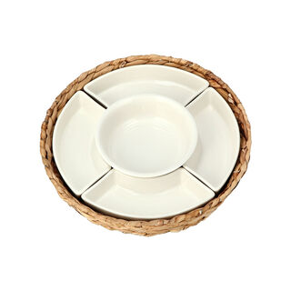 5 Pcs Section Tray With Sea Grass Basket