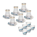 La Mesa white porcelain and glass tea and coffee cups set 18 pcs image number 1