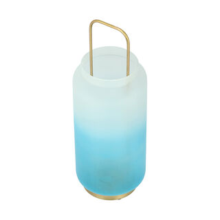 Glass Candle Holder Graident White Blue Large 16X16X43 Cm