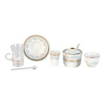 Zukhroof white with silver and gold prints Ottoman tea and coffee cups set 28 pcs image number 1