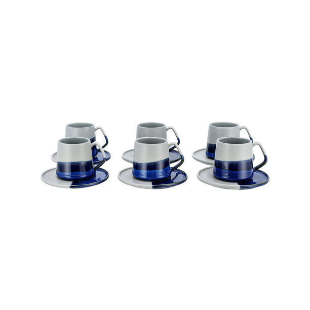 Grey and blue porcelain English tea cups set 13 pcs image number 3