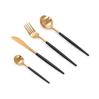 La Mesa Cutlery Set 16 Pieces Gold And Black Casa Blanca