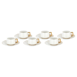 Dallaty white and gold porcelain Turkish coffee cups set 12 pcs