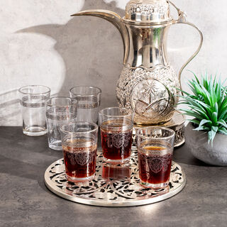 Silver transparent Moroccan tea glass set 6 pcs
