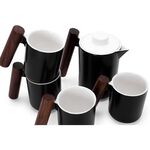 Black wood and porcelain English tea set 5 pcs image number 1