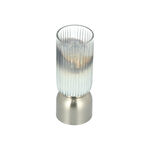 Glass Ribbed Candle Holder Solid Silver Finish image number 2