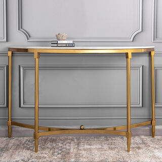 Console Table Marble Top Steel Legs Gold 120*40*76 cm