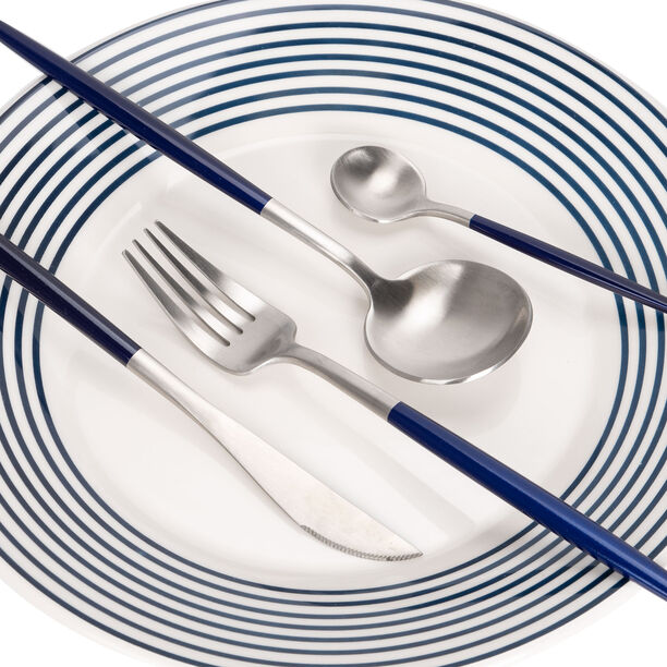 Rio 16 Pieces Modern Cutlery Set Silver And Blue Handle image number 1