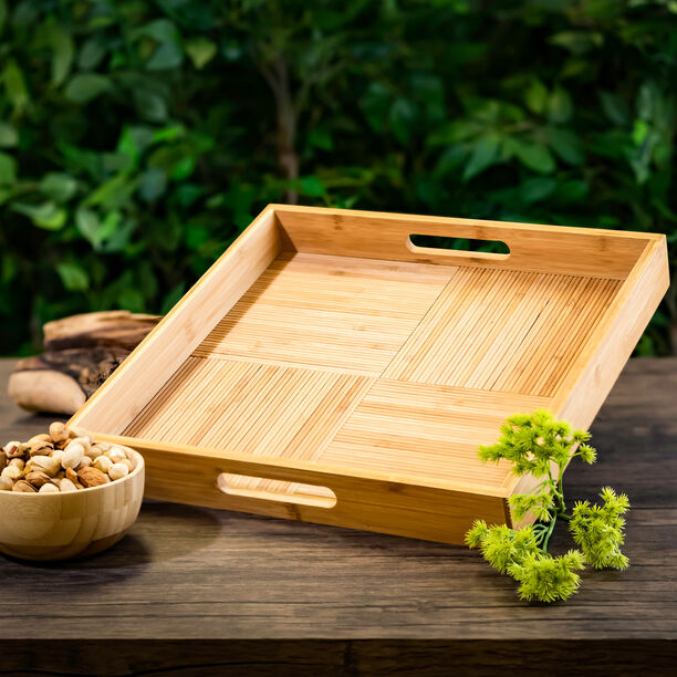Dallaty natural bamboo serving tray 37.8*37.8*5 cm image number 0