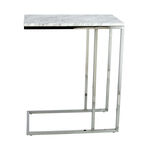 Silver Stainless Steel Side Table With Marble Top image number 2