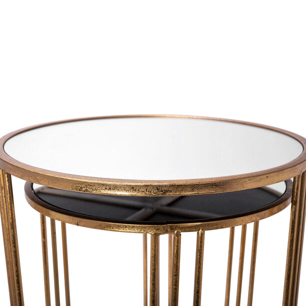 Side Table Set Of 2 Gold With Mirror Top Big image number 3