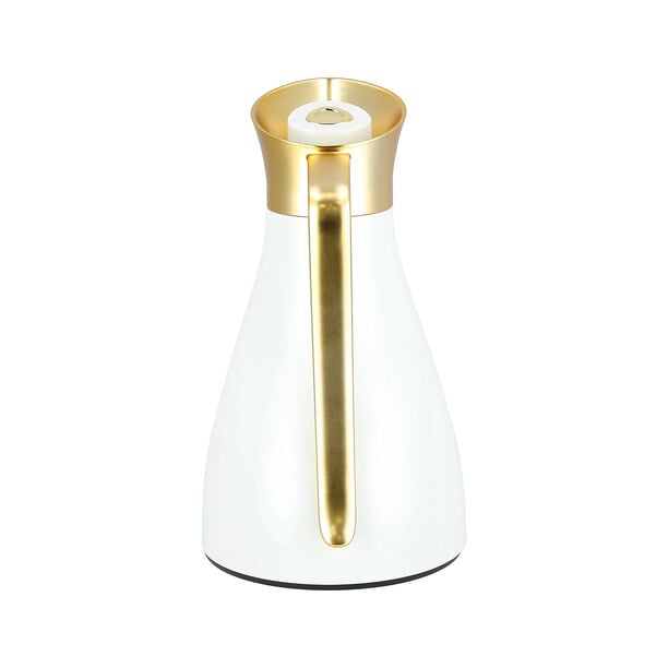 Dallaty steel vacuum flask white with matt golden handle 1L image number 2
