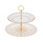 La Mesa gold porcelain and glass 2 tiered cake stand image number 1