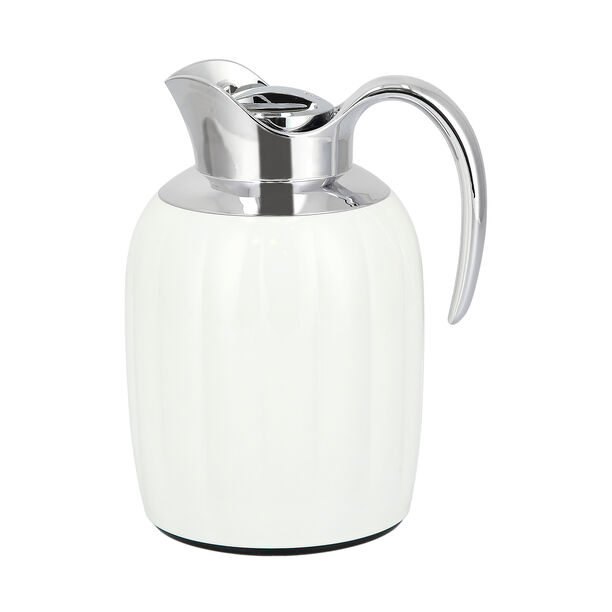 Dallaty pumpk steel vacuum flask white & chrome 1L image number 1