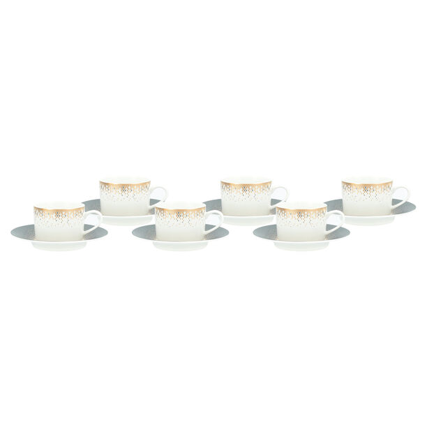 Dallaty gery and white porcelain English tea cups set 12 pcs image number 0