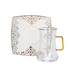 Dallaty white with silver and gold prints Tea and coffee cups set 28 pcs image number 2