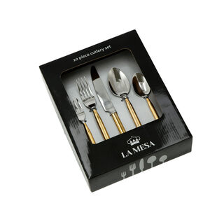 La Mesa gold stainless steel cutlery set 20 pc