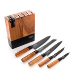 Alberto Acacia Wood Knife Block With 5 Pieces Knives image number 1
