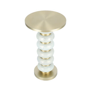 Drink Tablewhite Glass Base Brass Gold Top 30 *51 cm