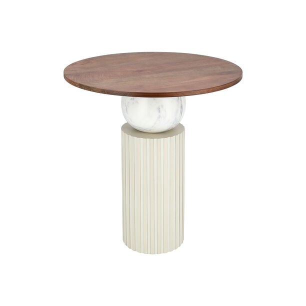 Side Table Wood And Marble Dia 55* Ht: 60 Cm image number 1