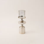 Homez aluminium & glass silver and white candle holder 14*44 cm image number 0