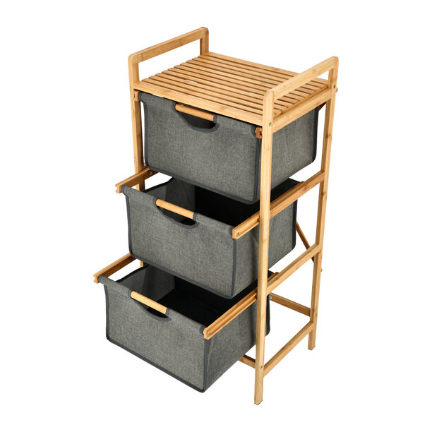 Bamboo 3 tier storage drawers image number 3