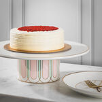 La Mesa white porcelain cake stand with pink base image number 0