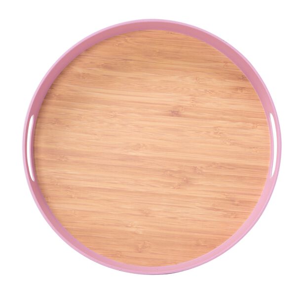 Fiber Bamboo Round Serving Tray Dia:38Cm Pink Color image number 1