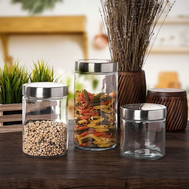 Alberto 3 Piece Glass Storage Canisters With Acrylic Transparent Lid image number 4