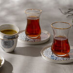 طقم أكواب شاي وفناجين قهوة سعودية زجاج وبورسلان أبيض 18 قطعة من لاميسا image number 3