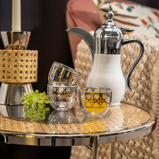 Dallaty silver glass Saudi coffee cups set 6 pcs