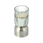 Glass Ribbed Candle Holder Solid Ombre And Silver  image number 0
