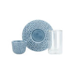 Dallaty blue porcelain and glass tea and Saudi coffee cups set 18 pcs image number 2