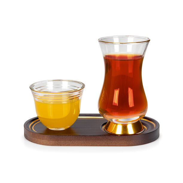 Dallaty wood and glass Tea and coffee cups set 18 pcs image number 2