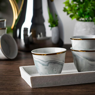 La Mesa grey marble Saudi coffee cups set cups 12 pcs