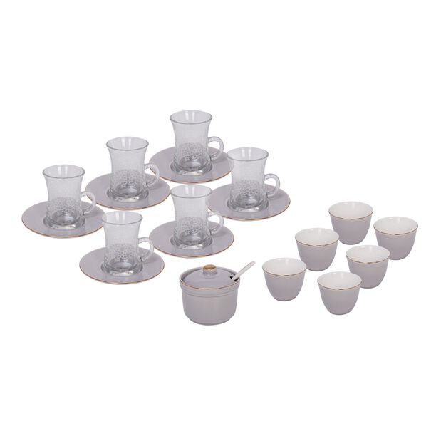 Zukhroof grey porcelain and glass Tea and coffee cups set 20 pcs image number 0