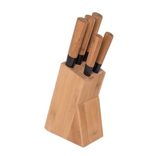 Alberto 5 Pieces Bamboo Knives Set With Bamboo Block