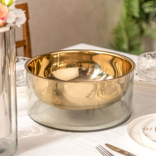 Oulfa gold glass / metal bowl 28*28*14 cm