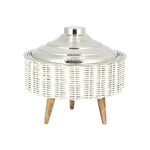 Bamboo Food Pot 3Ltr With Wood Stand Silver Lid image number 0
