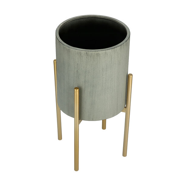 Metal Planter With Gold Legs Grey Dia 25X HT: 50 CM image number 2