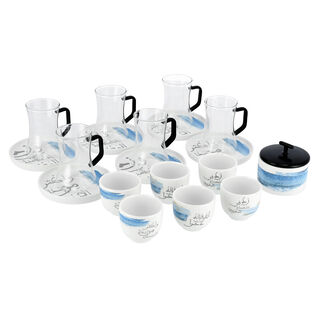 Dallaty white porcelain and glass Tea and coffee cups set 21 pcs